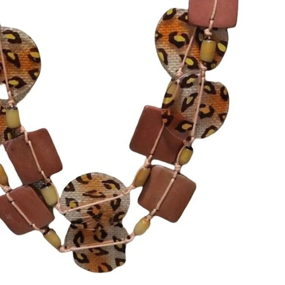 Gypsy Warehouse Leopard Print Double Strand Statement Necklace Copper‎ Boho